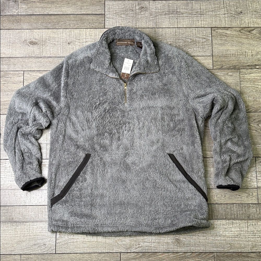 Woodland Trail Men's Quarter Zip-Up Sherpa Sweater in Gray